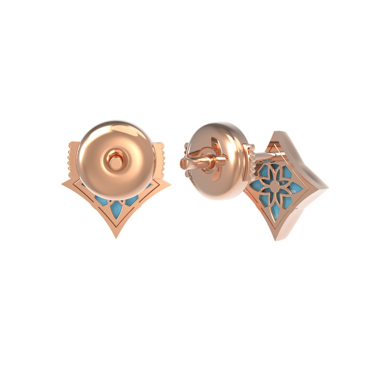Серьги из красного золота 585 пробы c бирюзой