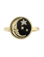 Кольцо из лимонного золота c бриллиантами и ониксом