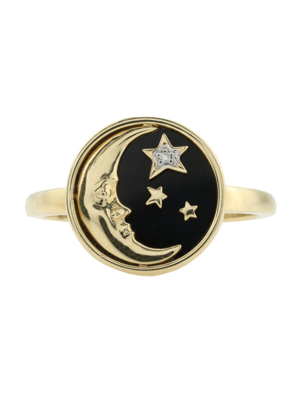 Кольцо из лимонного золота c бриллиантами и ониксом