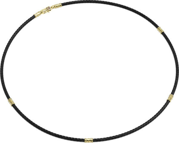 Цепь-шнурок кожа из лимонного золота 585 пробы c кожаным шнурком