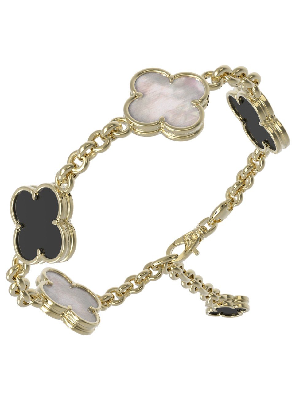 Браслет из лимонного золота c ониксом и перламутром