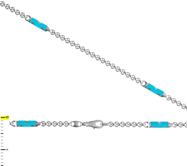 Цепь из белого золота 585 пробы c эмалью