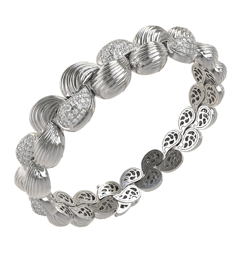 Браслет из белого золота 585 пробы c бриллиантами