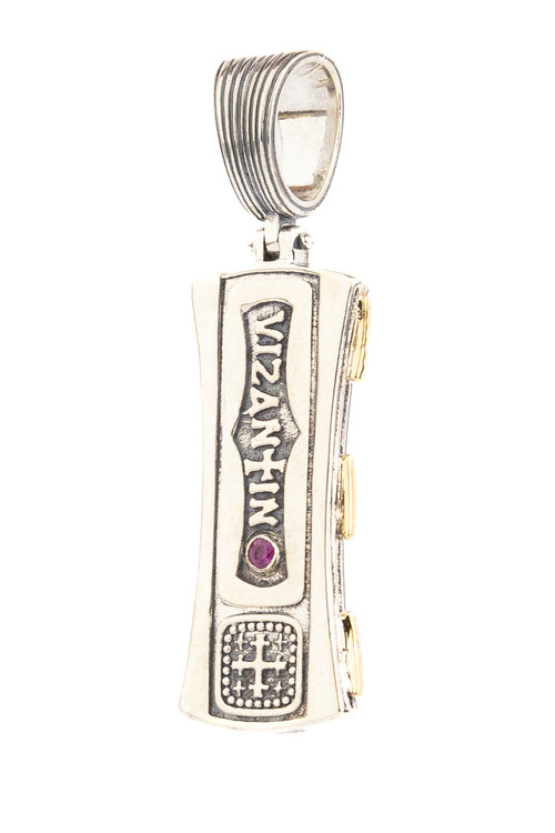 Подвеска из серебра 925 пробы и золота 750 пробы c рубином