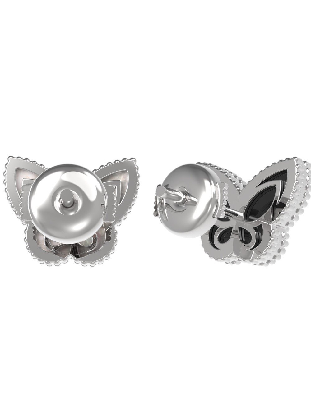 Серьги из белого золота c ониксом и перламутром