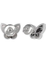 Серьги из белого золота c ониксом и перламутром