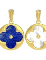 Подвеска из лимонного золота c лазуритом и перламутром