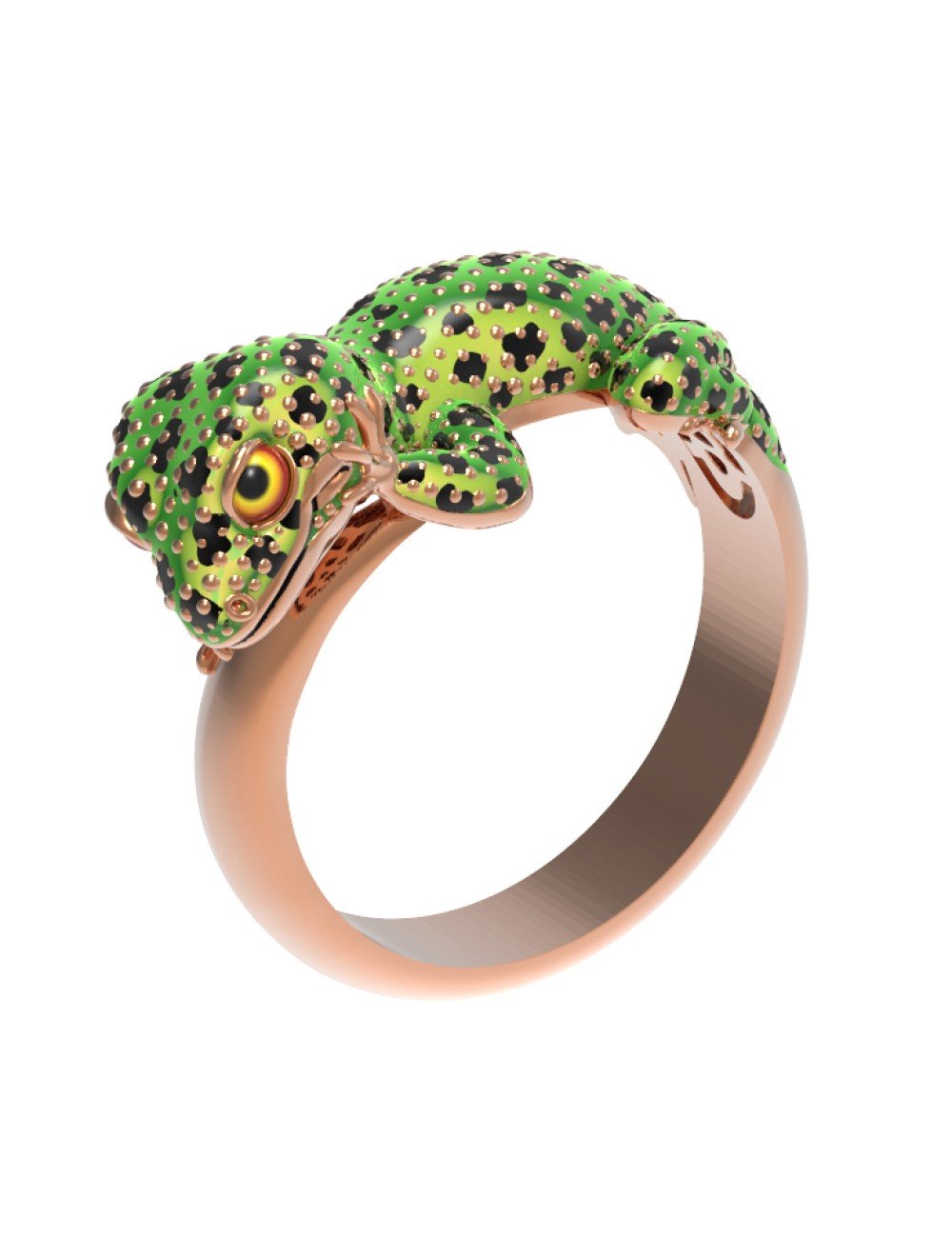 Кольцо из золота c эмалью и рубином