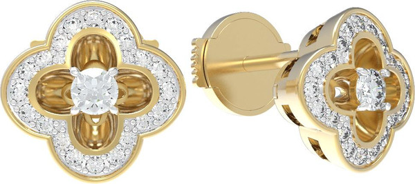 Серьги из лимонного золота 585 пробы c бриллиантами