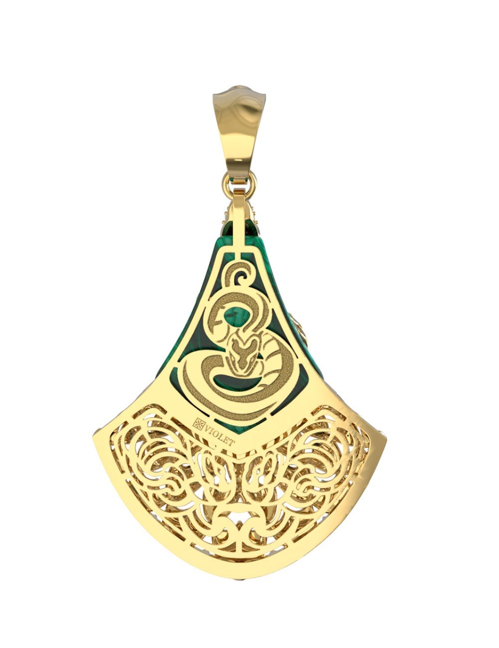 Подвеска из лимонного золота c бриллиантами и малахитом