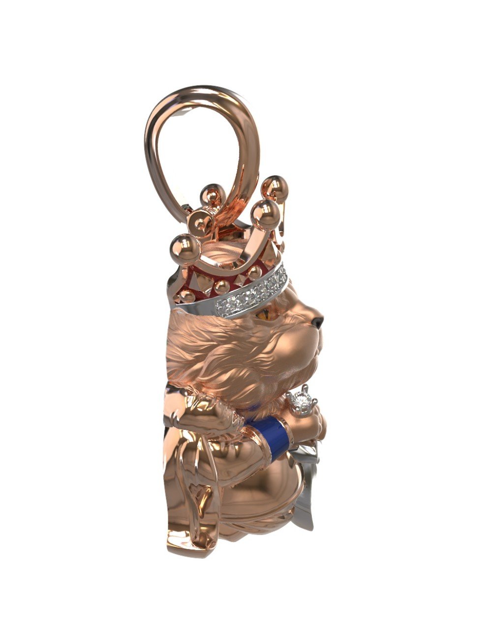 Подвеска из золота c эмалью, бриллиантами и рубином