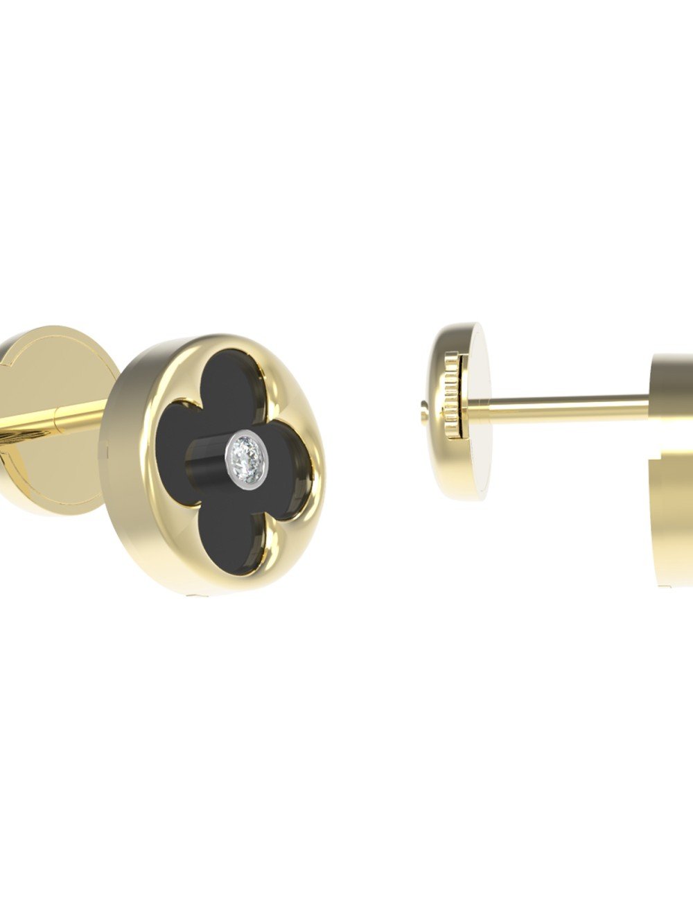 Серьги из лимонного золота c бриллиантами и ониксом
