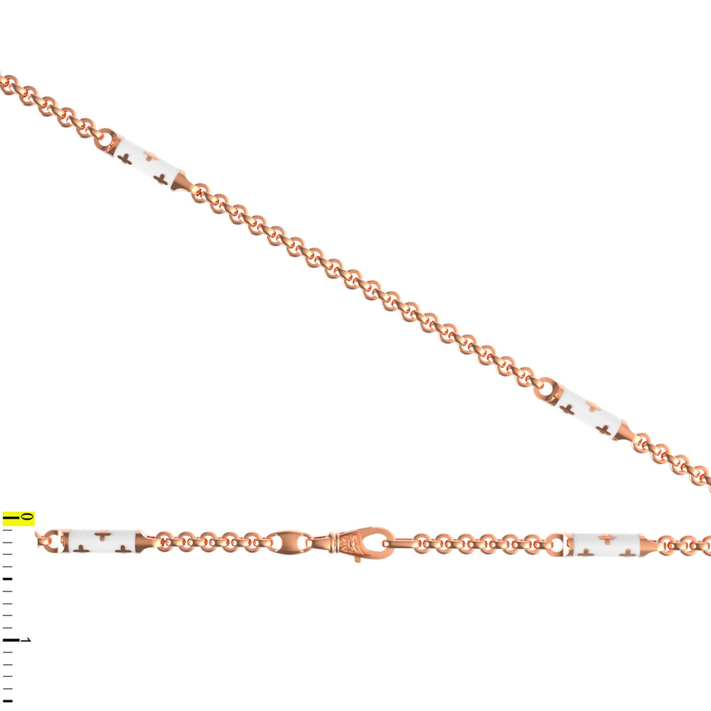 Цепь из красного золота 585 пробы c эмалью