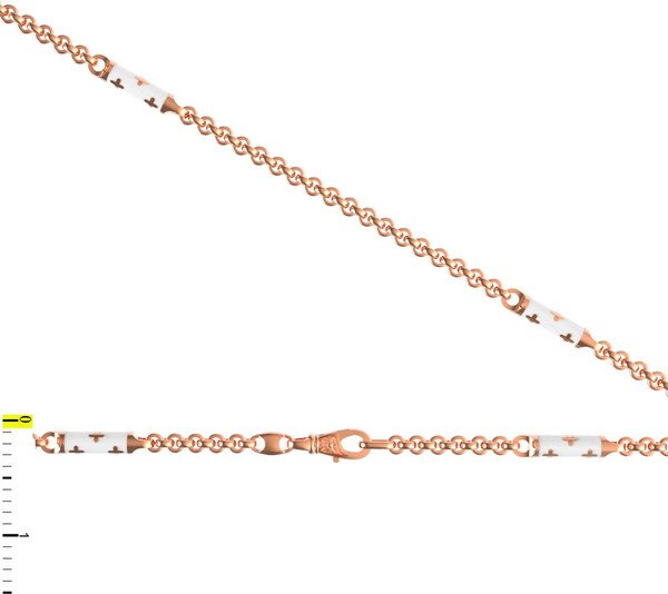 Цепь из красного золота 585 пробы c эмалью