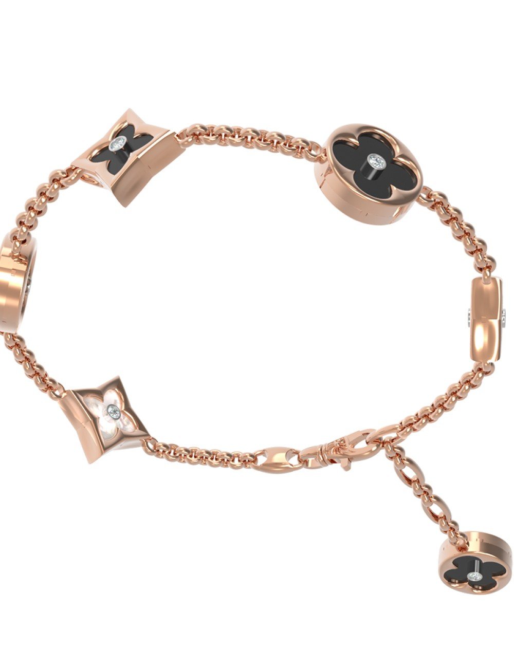 Браслет из золота c бриллиантами, ониксом и перламутром