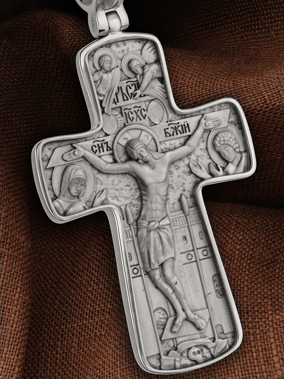 Крест из белого золота 585 пробы