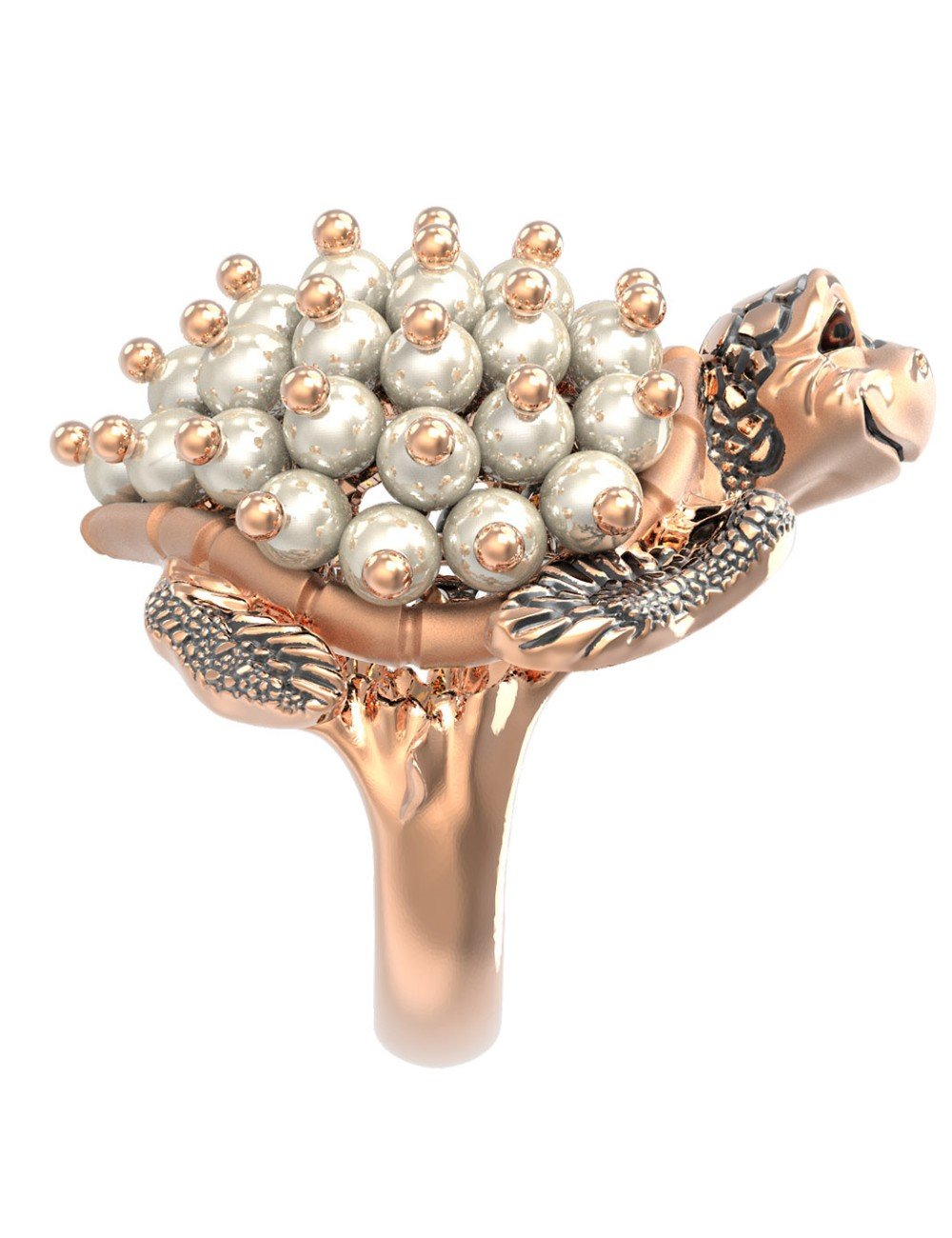 Кольцо из золота c эмалью и жемчугом