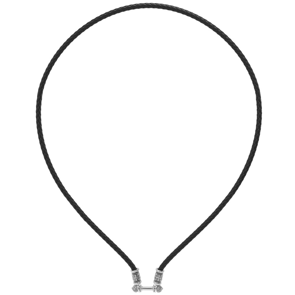 Цепь-шнурок кожа из белого золота 585 пробы c кожаным шнурком