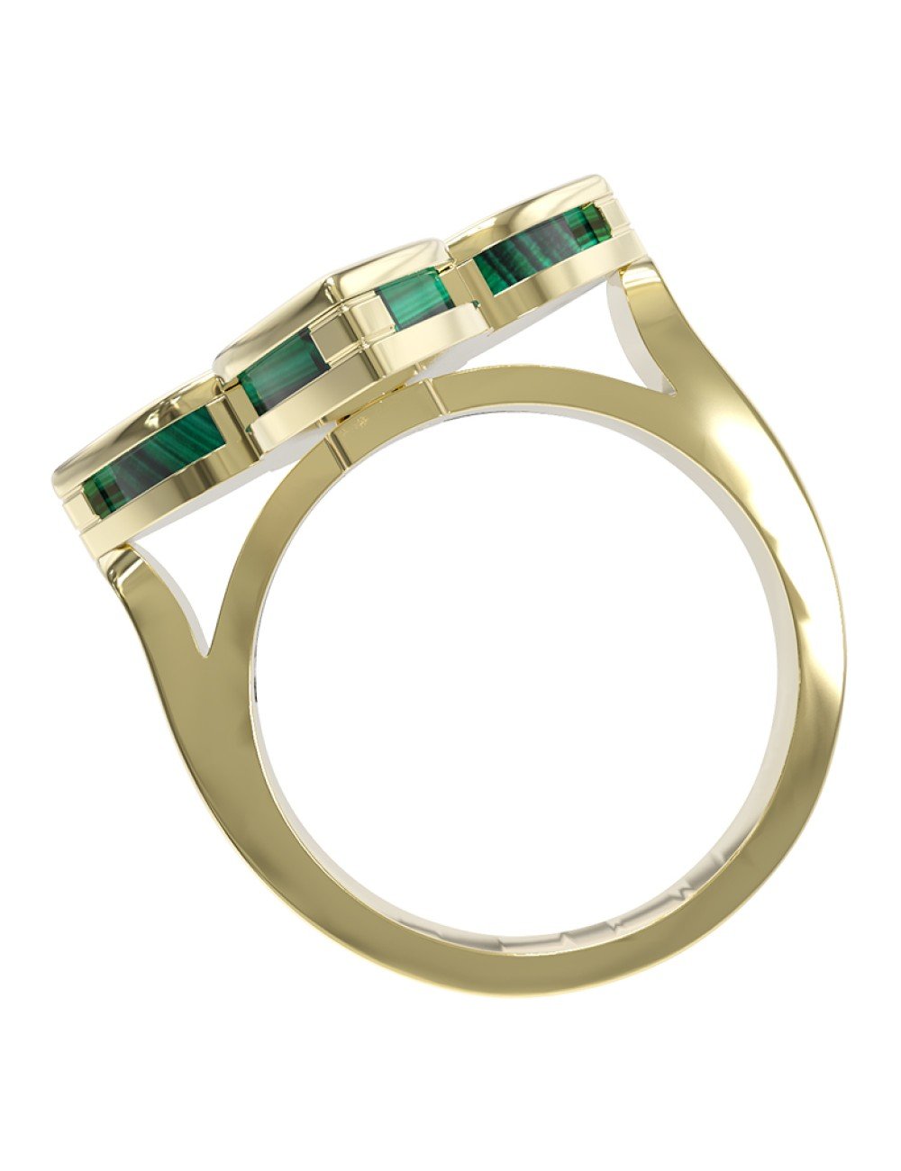 Кольцо из лимонного золота c бриллиантами и малахитом