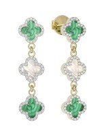 Серьги из лимонного золота c бриллиантами, малахитом и перламутром