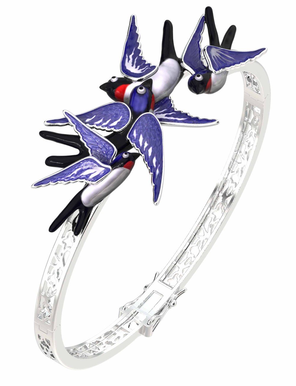 Браслет из белого золота c эмалью