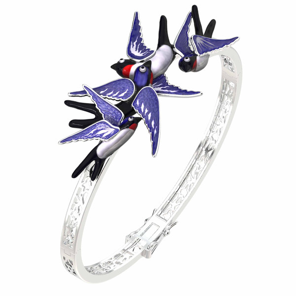 Браслет из белого золота 585 пробы c эмалью