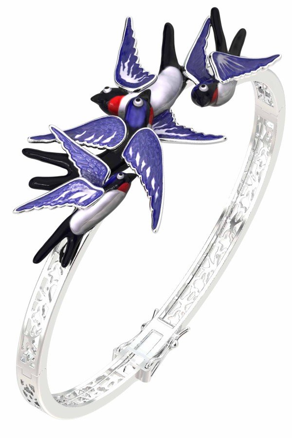 Браслет из белого золота c эмалью