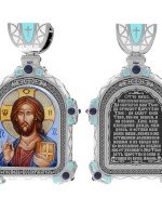 Образок из белого золота c эмалью, иконописью и темперой