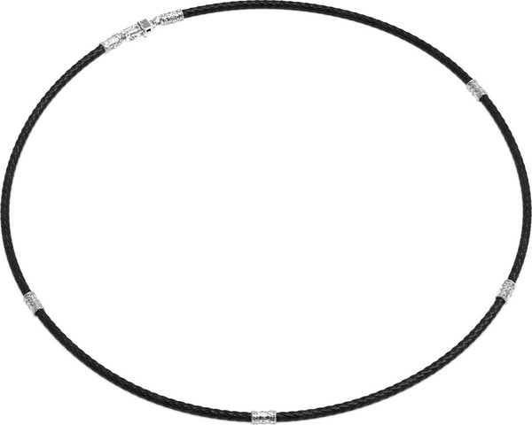 Цепь-шнурок кожа из белого золота 585 пробы c кожаным шнурком