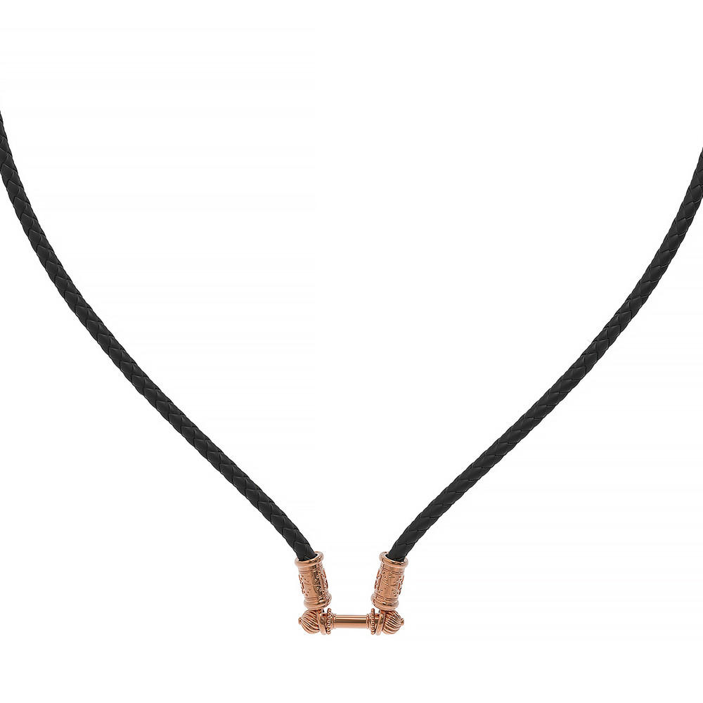 Цепь-шнурок кожа из красного золота 585 пробы c кожаным шнурком