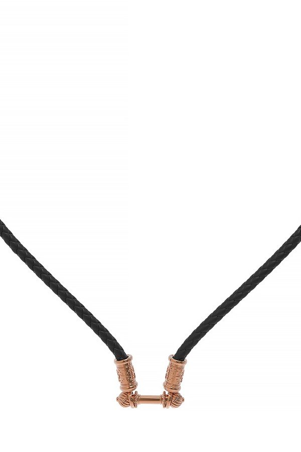 Гайтан из золота c кожаным шнурком