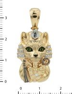 Подвеска из лимонного золота c эмалью, бриллиантами и рубином