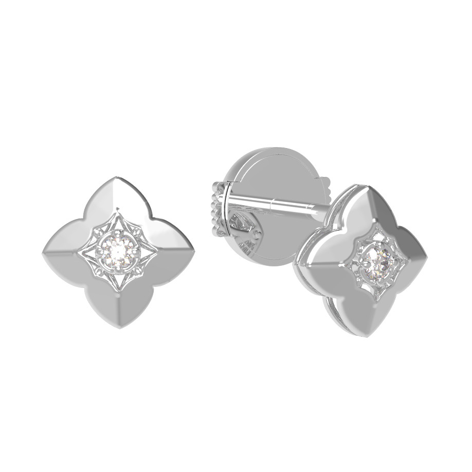 Серьги из белого золота 585 пробы c бриллиантами