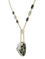 Колье из лимонного золота c бриллиантами, рубином, ониксом, малахитом и перламутром