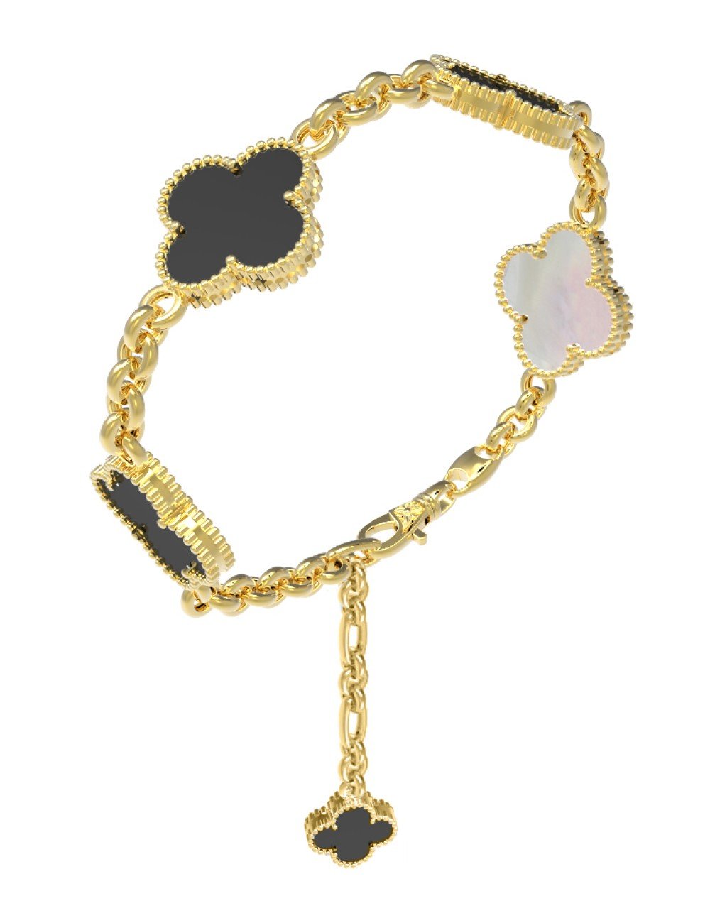 Браслет из лимонного золота c ониксом и перламутром