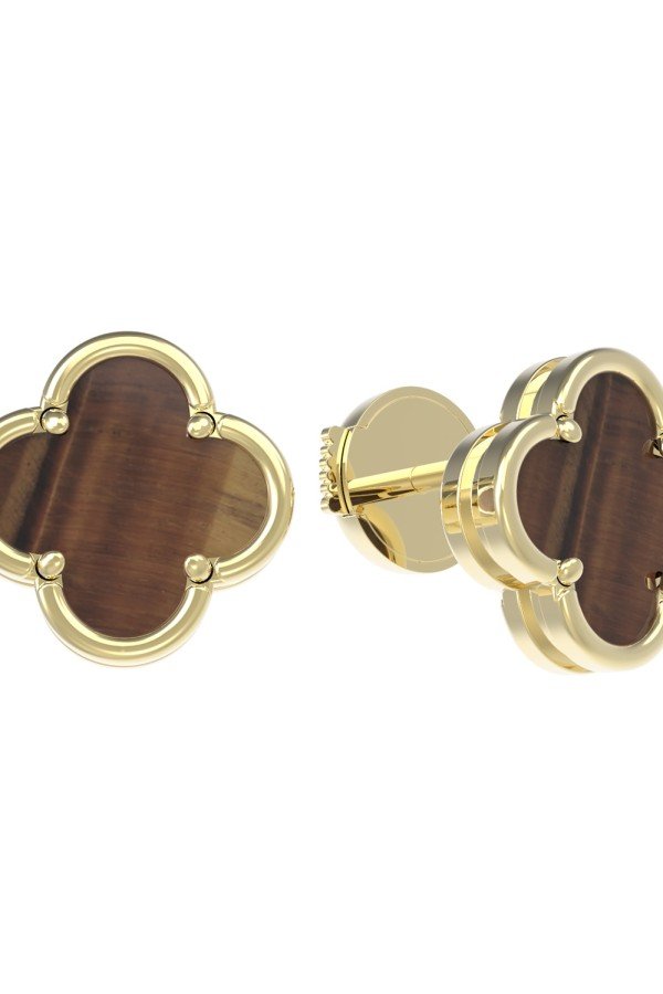 Серьги из лимонного золота c тигровым глазом