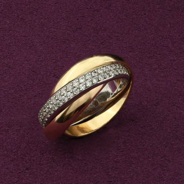 Кольцо из красного золота 585 пробы c фианитом