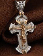 Крест из белого золота c бриллиантами