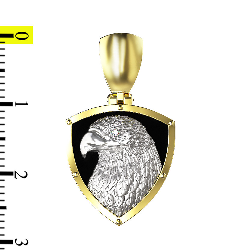 Подвеска из лимонного золота 585 пробы c бриллиантами и ониксом