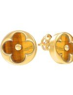 Серьги из лимонного золота c тигровым глазом