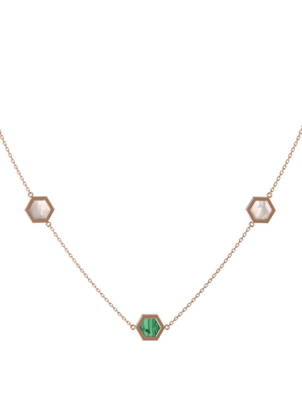 Колье из золота c малахитом и перламутром