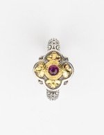 Кольцо из серебра и золота c рубином и рубином