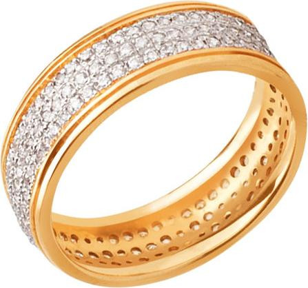 Кольцо обр. сложное из лимонного золота 585 пробы c фианитом