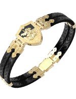 Браслет из лимонного золота c шнурком и ониксом