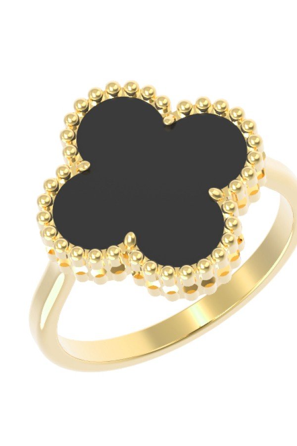Кольцо из лимонного золота c ониксом