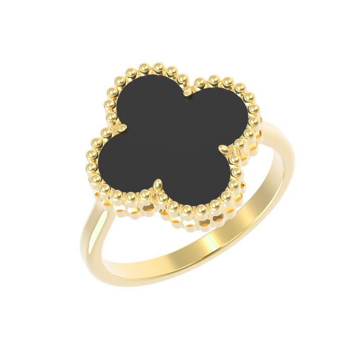 Кольцо из лимонного золота 585 пробы c ониксом