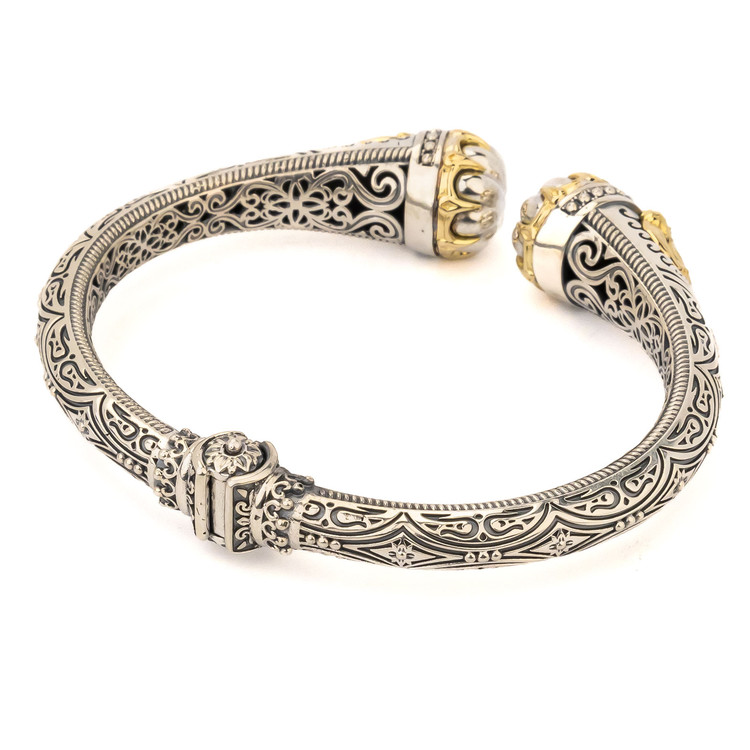 Браслет из серебра 925 пробы и золота 750 пробы c бриллиантами и рубином