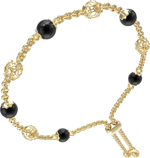 Браслет из лимонного золота 585 пробы c ониксом