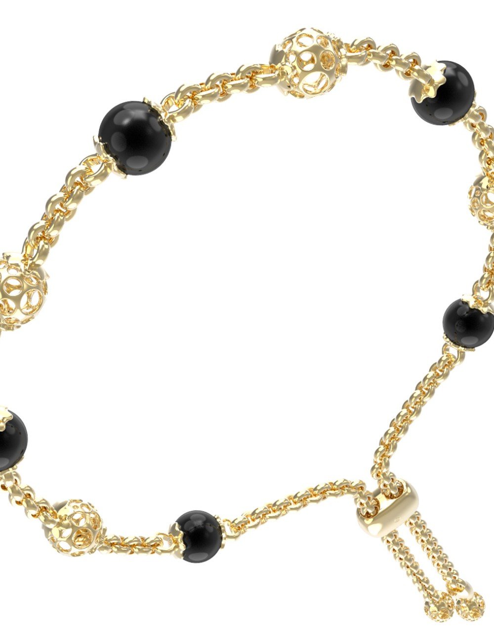 Браслет из лимонного золота c ониксом