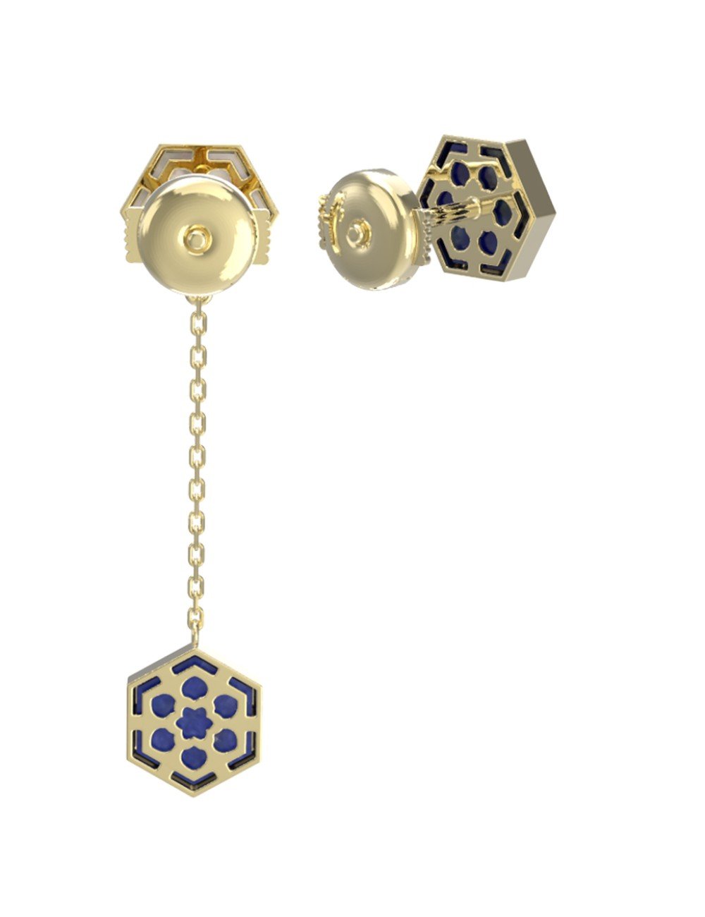 Серьги из лимонного золота c лазуритом и перламутром